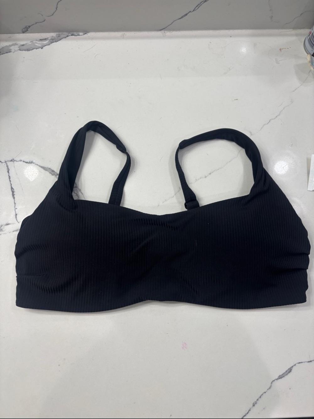 Black supportive bikini top with underwire and padding